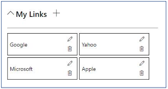 screenshot of SharePoint Custom My Links Web Part