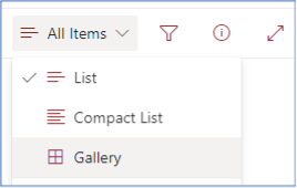 screenshot of sharepoint list view options