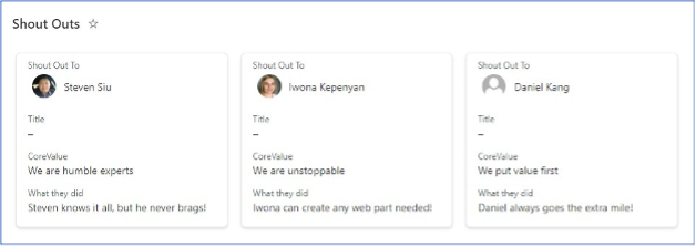 screenshot of sharepoint list