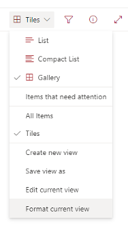 screenshot sharepoint list format current view