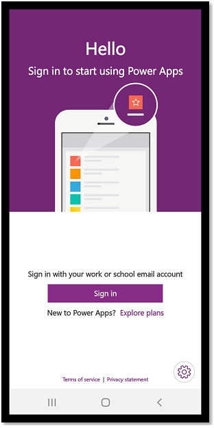 screenshot of powerapps mobile application