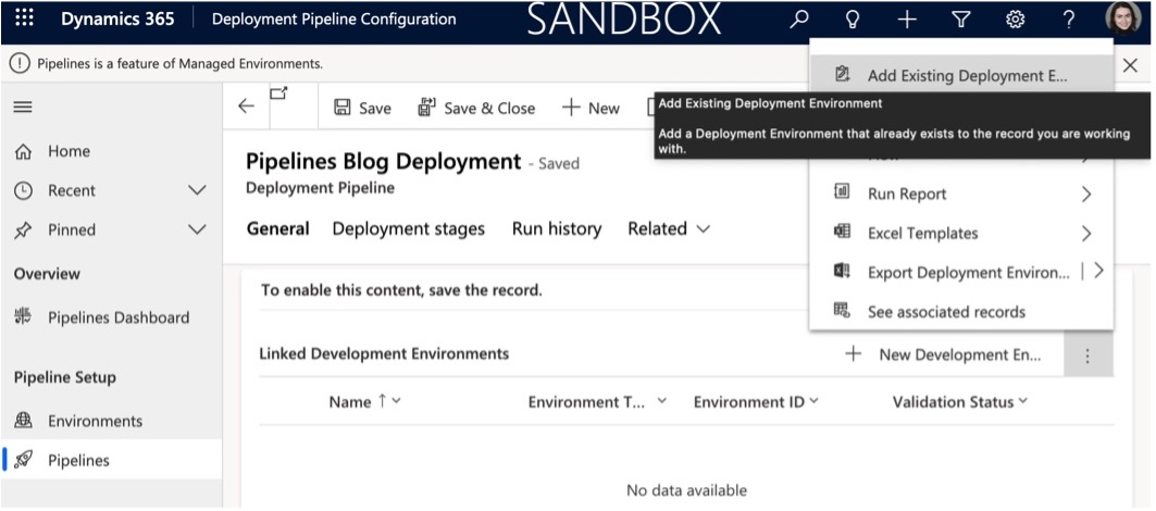 screenshot of Deployment Pipeline