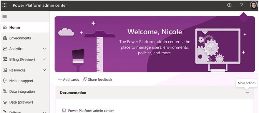 screenshot of the Power Platform admin center