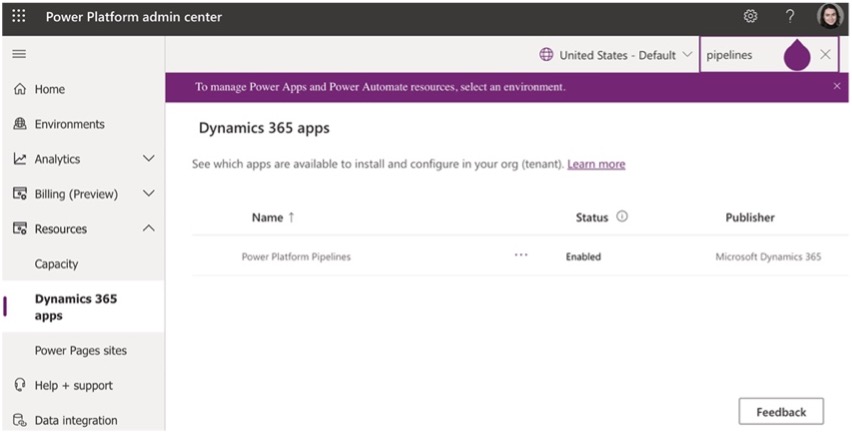 screenshot of the Power Platform admin center